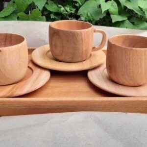 Wooden tea cup plate